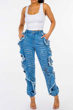 Load image into Gallery viewer, Ruffled Destroyed Jeans - PinkLuscious