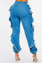 Load image into Gallery viewer, Ruffled Destroyed Jeans - PinkLuscious