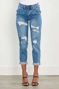 High Waisted Boyfriend Jeans - PinkLuscious