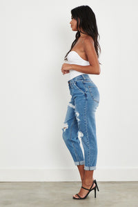 High Waisted Boyfriend Jeans - PinkLuscious