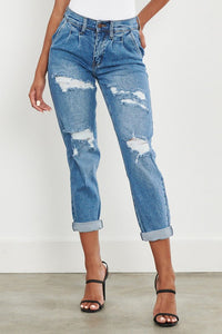 High Waisted Boyfriend Jeans - PinkLuscious