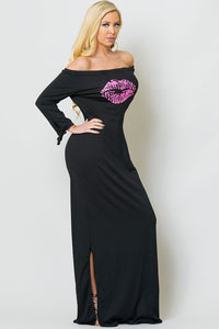 OFF SHOULDER KISS MAXI DRESS - PinkLuscious