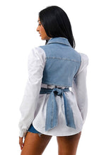 Load image into Gallery viewer, Puff Shoulder Denim Top - PinkLuscious