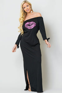 OFF SHOULDER KISS MAXI DRESS - PinkLuscious