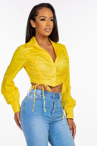 Women’s Buttoned Down Crop Top - PinkLuscious