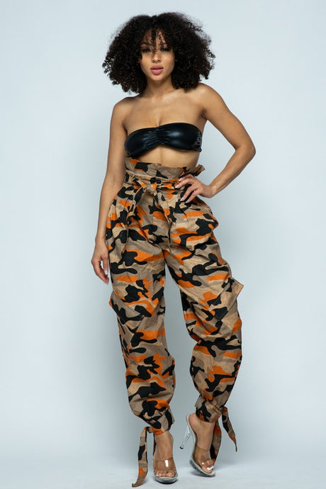 High Waist Camo Pants - PinkLuscious