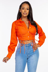 Women’s Buttoned Down Crop Top - PinkLuscious